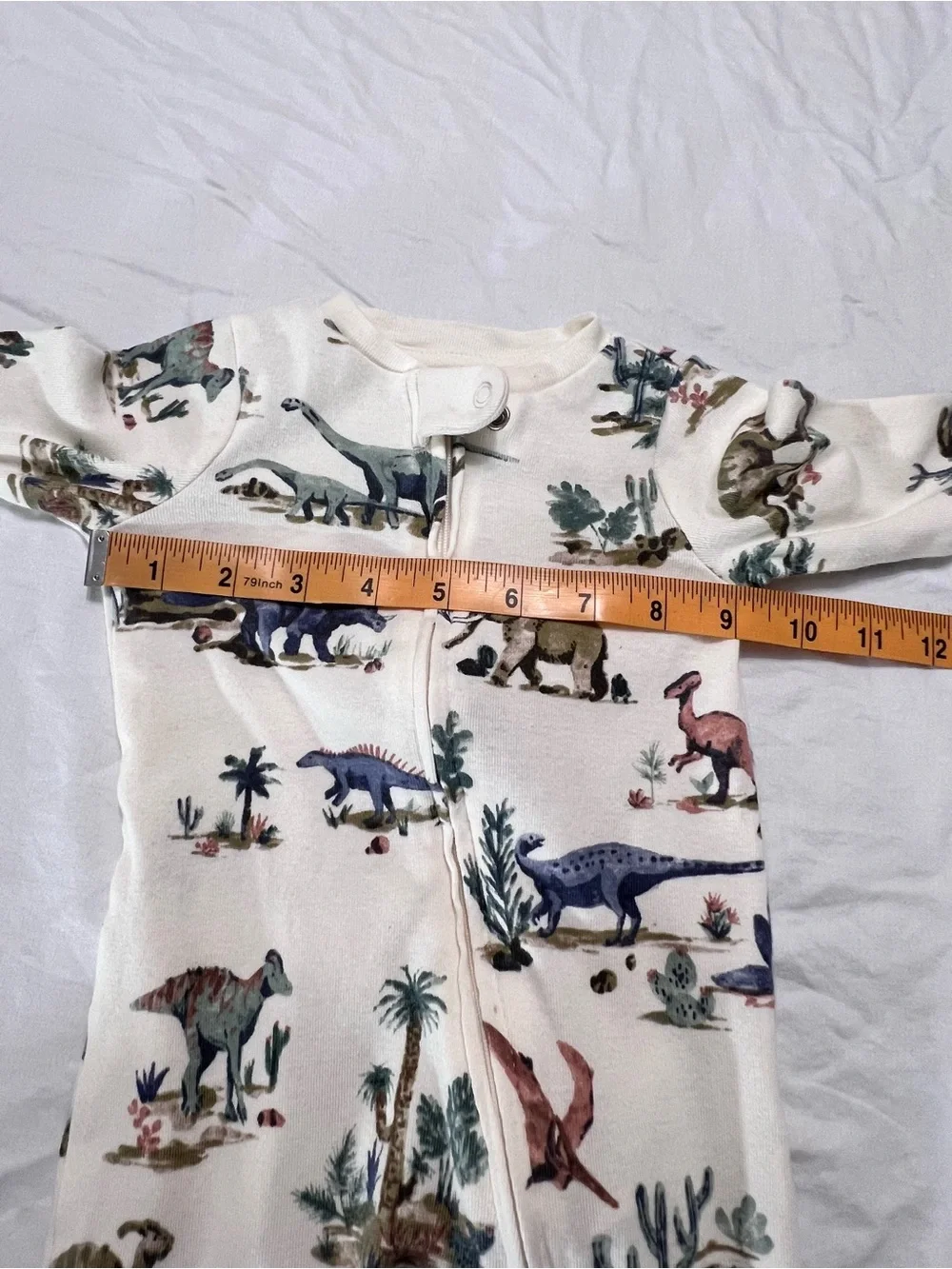 2 pc lot One-piece Footies Nike Baby Blue &  Carter’s Little Planet Dinosaurs 6M